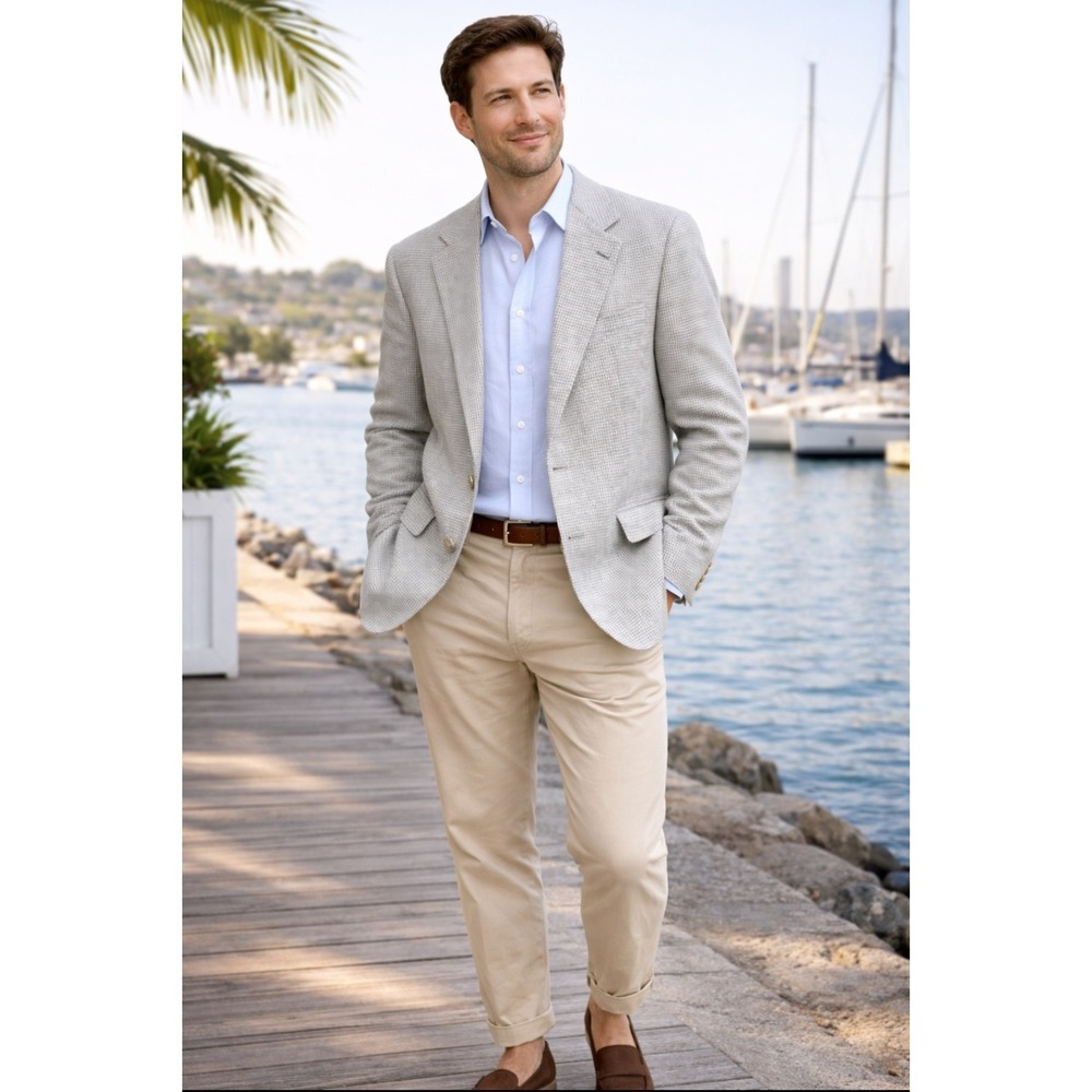 Brooks Brothers Golden Fleece Sport Coat Blazer 100% Linen Mens 41R Made In USA